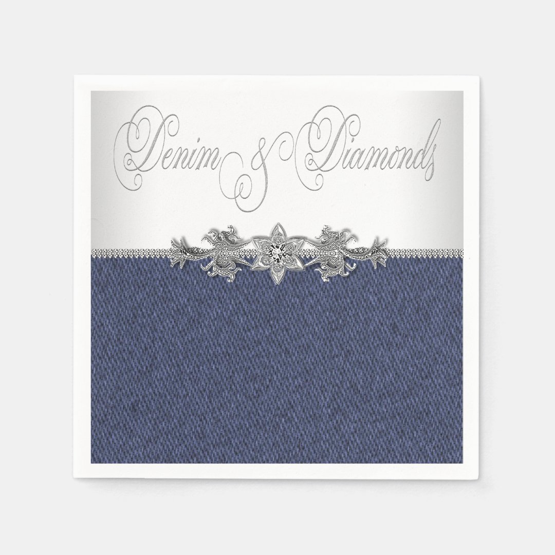 Elegant Denim and Diamonds Paper Napkins Zazzle