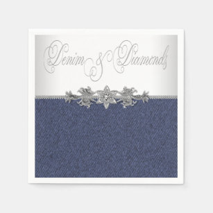 Elegant Denim and Diamonds Paper Napkins