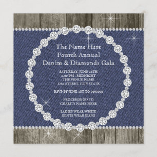 Elegant Denim and Diamonds Party Invitation