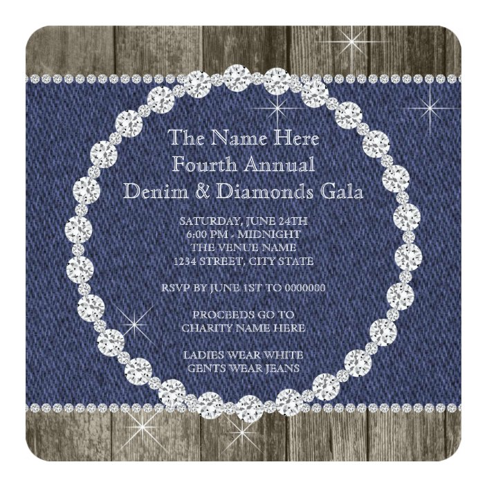 Elegant Denim and Diamonds Party Invitation