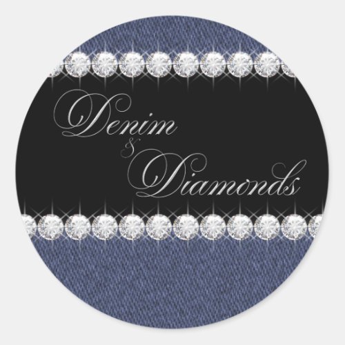 Elegant Denim and Diamonds Stickers