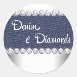 Elegant Denim and Diamonds Stickers
