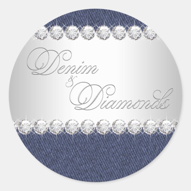 Elegant Denim and Diamonds Stickers (Front)