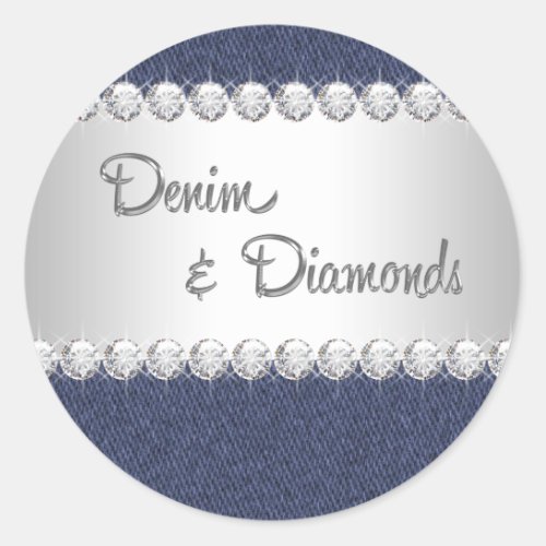 Elegant Denim and Diamonds Stickers