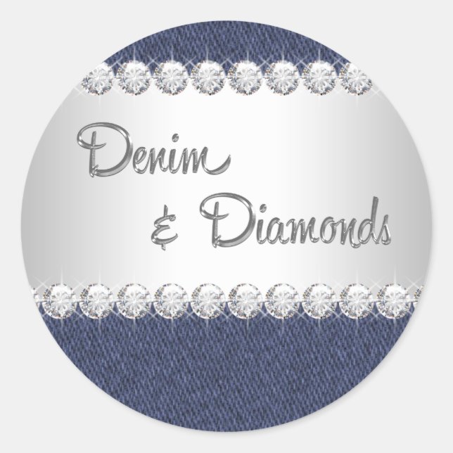 Elegant Denim and Diamonds Stickers (Front)