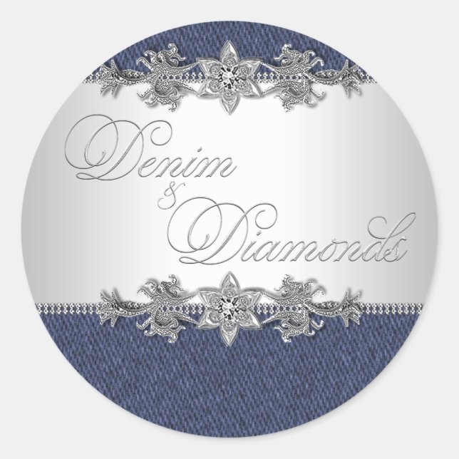 Elegant Denim and Diamonds Stickers (Front)