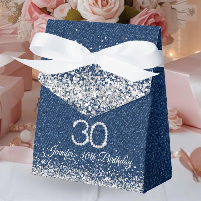 Elegant Denim & Diamonds 30th Birthday Favor Boxes (Denim and Diamonds 30th Birthday Favor gift box)