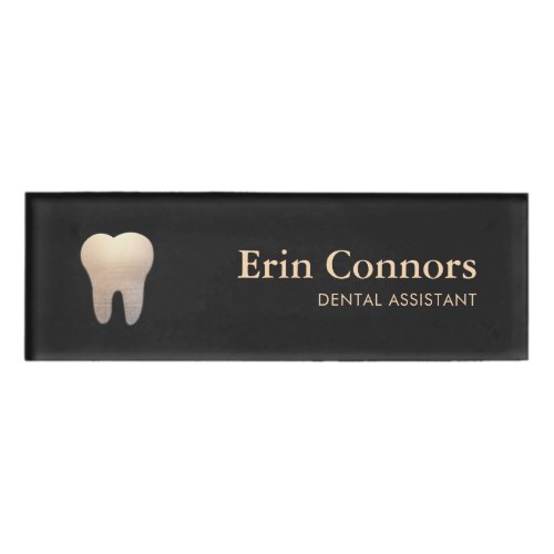 Elegant Dental Assistant Dentist Tooth Logo Name Tag