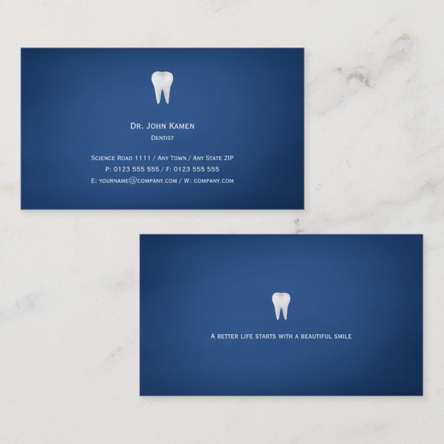 Elegant Dental | Blue Business Card (Front/Back)
