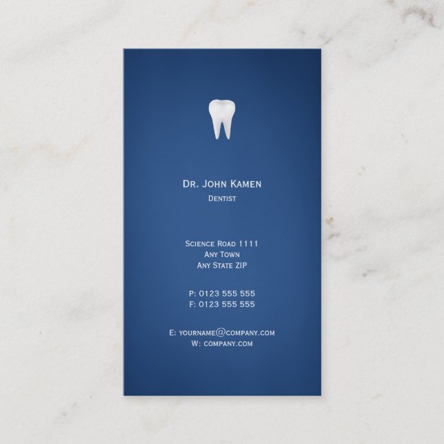 Elegant Dental | Blue Business Card (Front)