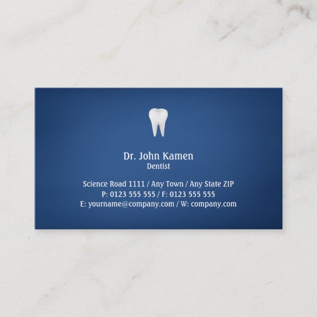 Elegant Dental | Blue Business Card (Front)