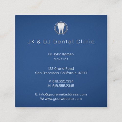 Elegant Dental  Blue Square Business Card