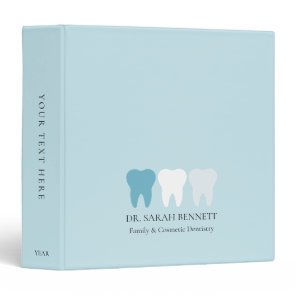 Elegant dentist airy aqua blue professional 3 ring binder