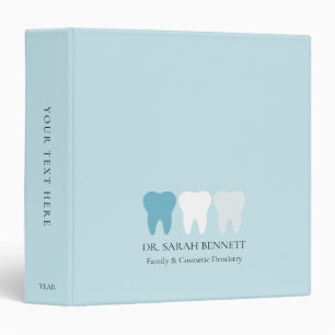 Elegant dentist airy aqua blue professional 3 ring binder