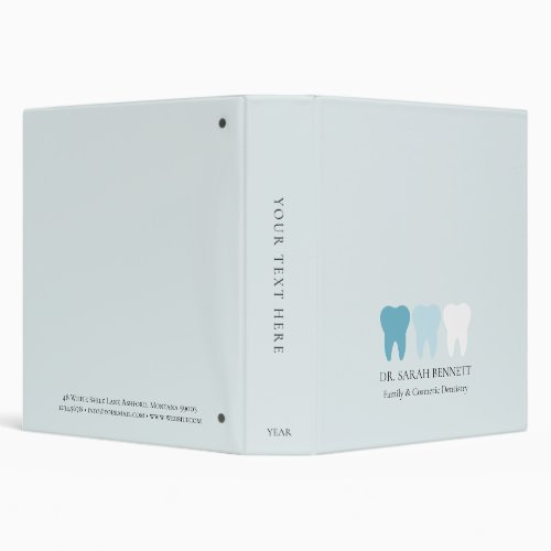 Elegant dentist airy light blue professional 3 ring binder
