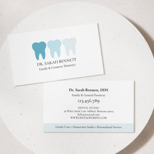 Elegant dentist airy light blue professional business card