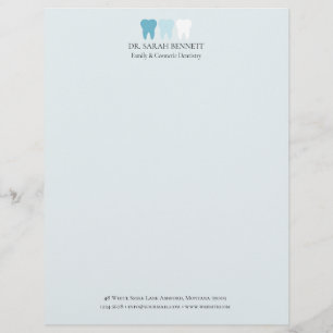 Elegant dentist airy light blue professional letterhead