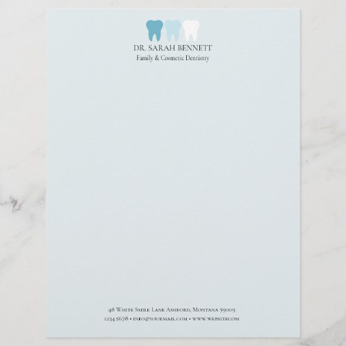 Elegant dentist airy light blue professional letterhead