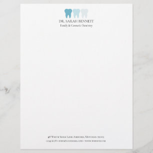Elegant dentist airy light blue professional letterhead