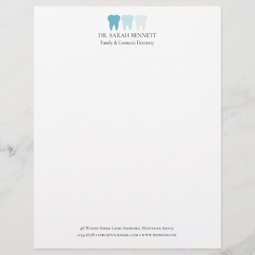 Elegant dentist airy light blue professional letterhead
