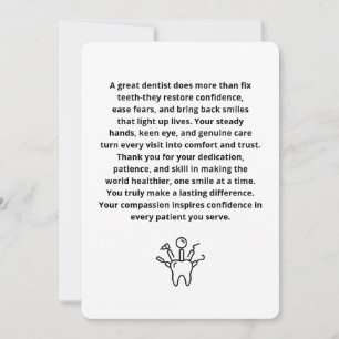 Elegant Dentist Appreciation Quote Black and White Invitation