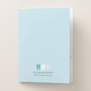 Elegant dentist aqua blue professional pocket folder