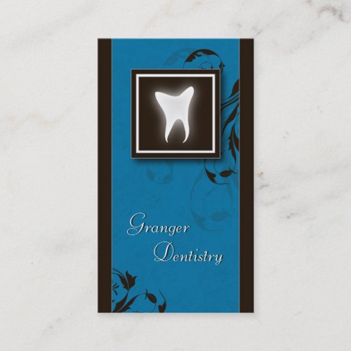 Elegant Dentist Business Card Blue Molar Tooth