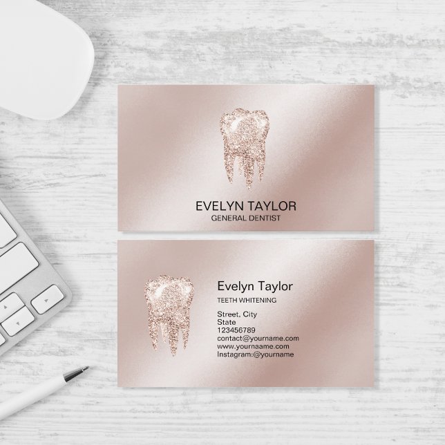 Elegant Dentist Dental Clinic Teeth Whitening Business Card (Creator Uploaded)
