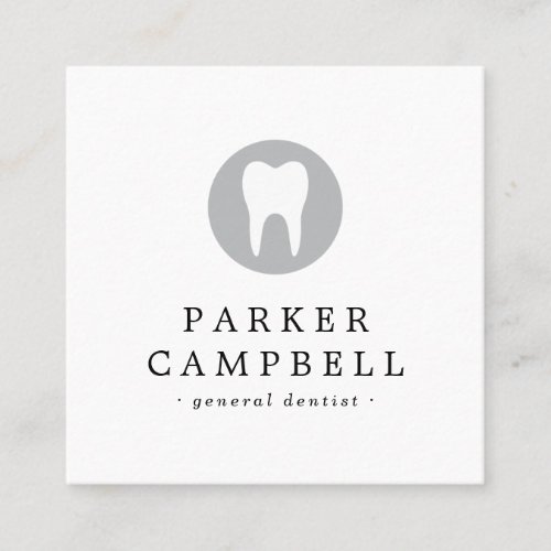 Elegant dentist dental tooth logo minimalist white square business card