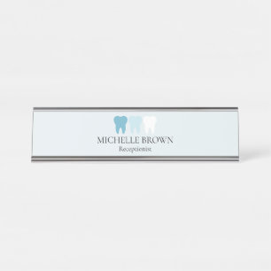Elegant dentist light blue professional desk name plate