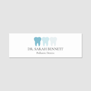 Elegant dentist light blue professional name tag