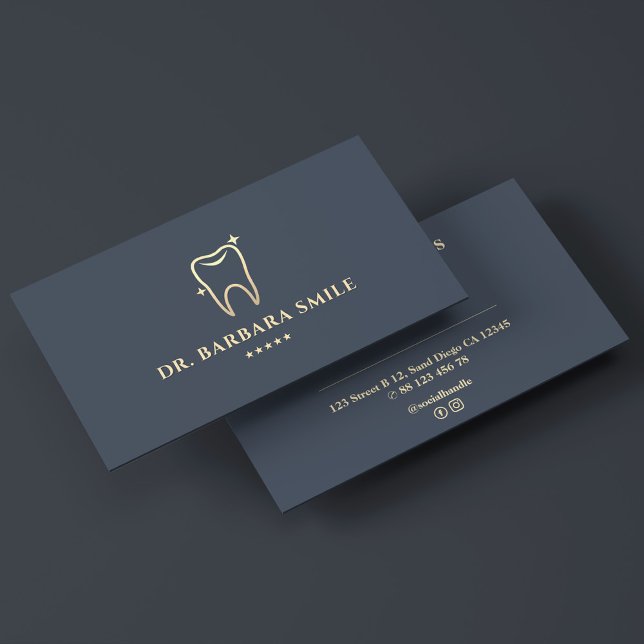 Elegant Dentist Tooth Charcoal Dental Cosmetic Business Card (Elegant Dentist Tooth Charcoal Dental)