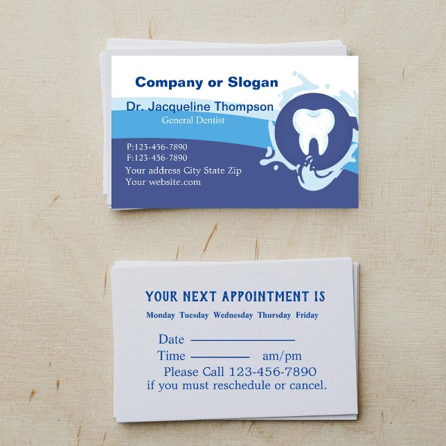Elegant Dentist Tooth Logo Appointment Business  Card (Creator Uploaded)