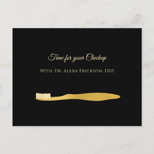 Elegant Dentist Toothbrush Appointment Reminder Postcard