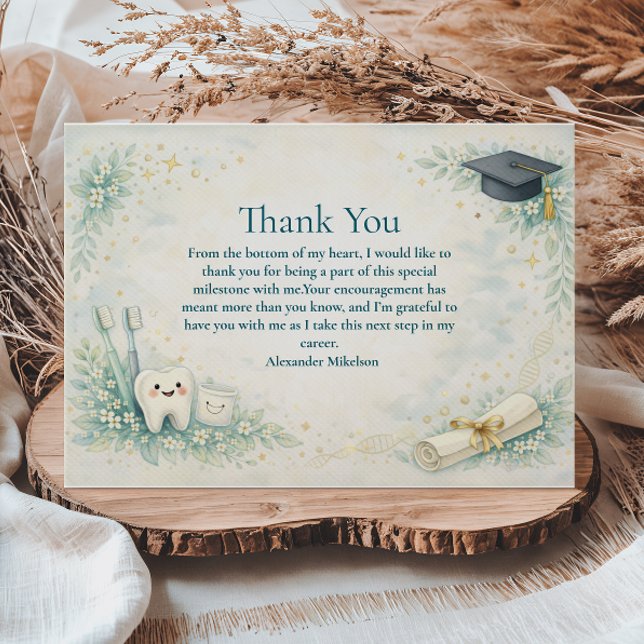 Elegant Dentist White Coat Graduation Thank You Card (Creator Uploaded)
