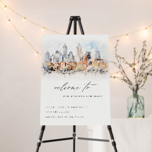 Elegant Denver Colorado Skyline Watercolor Wedding Foam Board