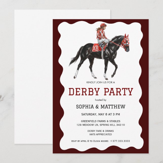 Elegant Derby Party Horse Racing Invitation (Front/Back)