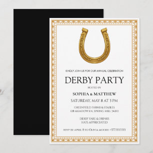 Elegant Derby Party Invitation with Gold Horseshoe