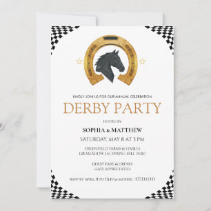 Elegant Derby Party Invitation with Gold Horseshoe