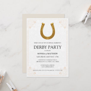Elegant Derby Party Invitation with Gold Horseshoe