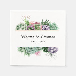 Elegant Desert Botanical Succulent Wedding Napkins