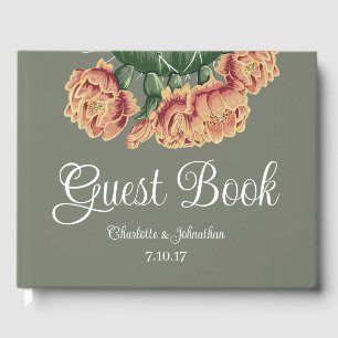 Elegant Desert Flowering Cactus Wedding Guest Book