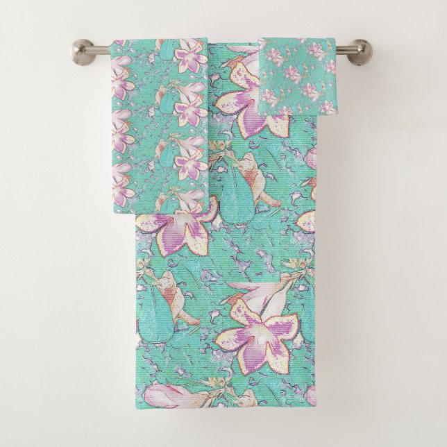 Elegant Desert Rose Adenium Summer Oasis Beach Fun Bath Towel Set (Insitu)