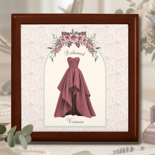 Elegant Desert Rose Bridesmaid Wood Keepsake Gift Box