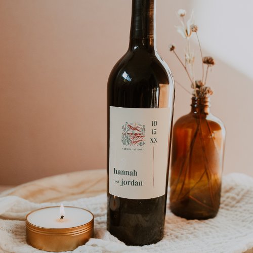 Elegant Desert  Terra Cotta Personalized Wedding Wine Label