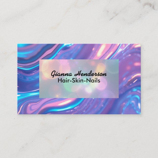 Elegant Design And Light Purple Iridescent  Business Card (Front)