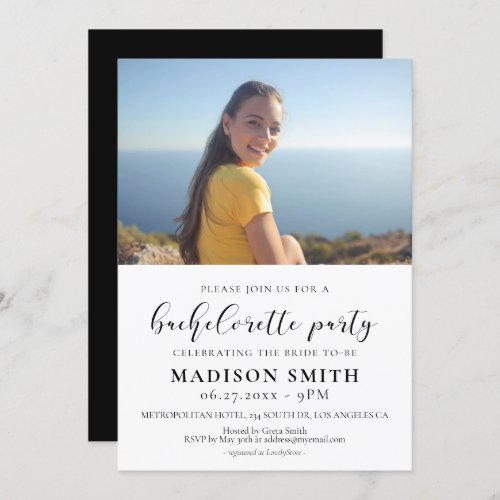 Elegant design Bachelorette Party photo Invitation