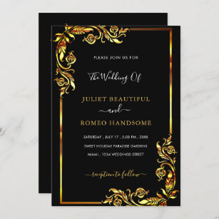 Elegant Design Black Gold Wedding Invitation