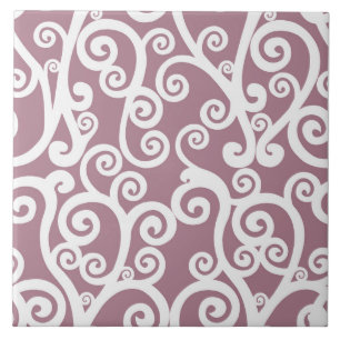 Elegant design, floral pattern, dusty pink, white ceramic tile
