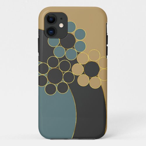 Elegant design floral simple circles gold line iPhone 11 case